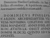 Domenico Pinelli, Grabmal S. Maria Maggiore, Inschrift (Angelis)