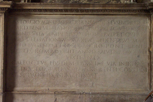 Astorgio Agnesi, Grabmal S. Maria Sopra Minerva, Inschrift