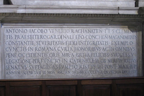 Antonio Giacopo Venier, Grabmal S. Clemente, Inschrift