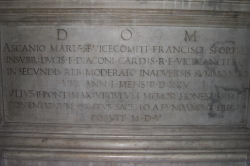 Ascanio Maria Sforza, Grabmal S. Maria del Popolo, Inschrift