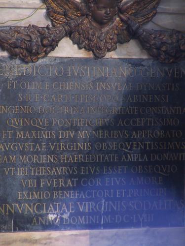 Benedetto Giustiani, Grabmal S. Maria sopra Minerva, Inschrift