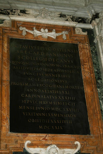 Ottavio Bandini, Grabmal S. Silvestro al Quirinale, Inschrift