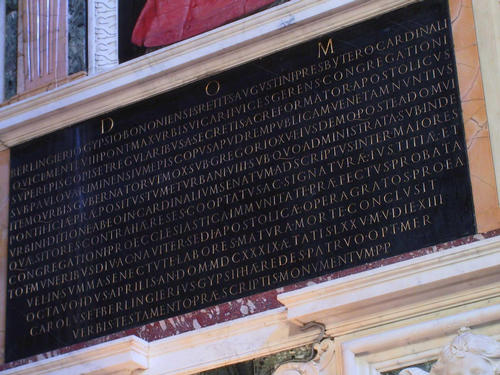 Berlingerio Gessi (Gipsius; Gypsius), Grabmal S. Maria della Vittoria, Inschrift