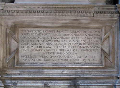 Bernardino Lonati, Grabmal S. Maria del Popolo, Inschrift