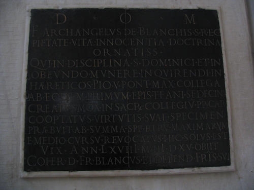 Archangelo de Bianchi, Grabmal S. Sabina, Inschrift