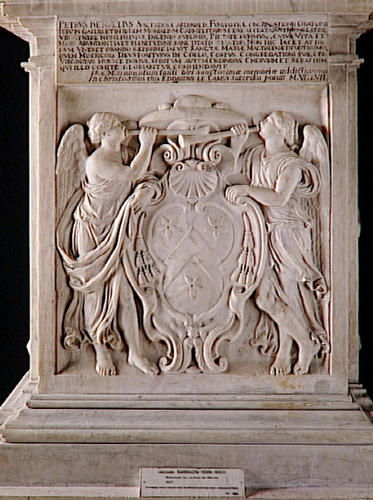 Pierre de Bérulle, Grabmal Convent des Grandes Carmélites, Wappen, Relief, Inschrift