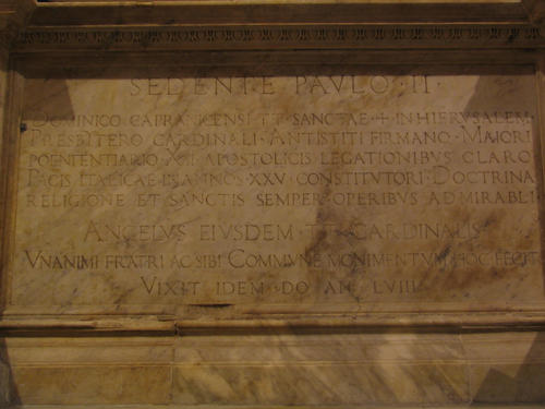Domenico Capranica, Grabmal S. Maria sopra Minerva, Inschrift