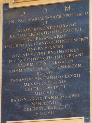 Cesare Baronio, Grabmal  S. Maria in Vallicella, Epitaph Inschrift