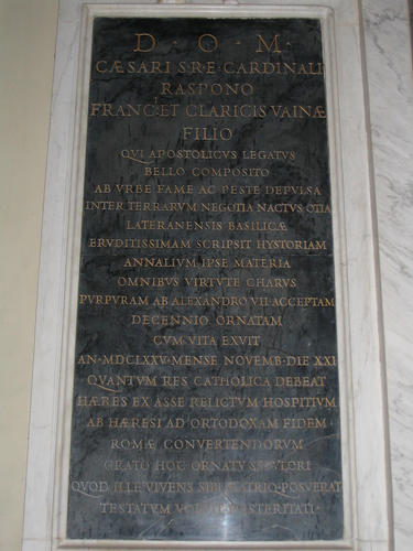 Cesare Rasponi, Grabmal S. Giovanni in Laterano, Inschrift