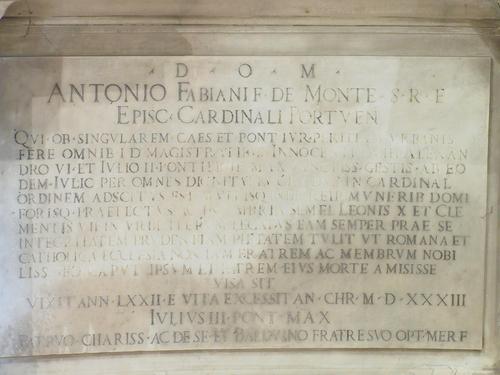 Antonio Maria Ciocchi del Monte, Grabmal S. Pietro in Montorio, Inschrift