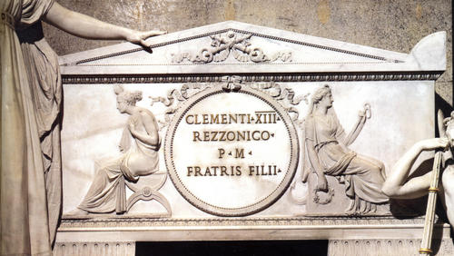 Clemens XIII., Grabmal S. Pietro in Vaticano, Sarkophag mit Spes und Caritas