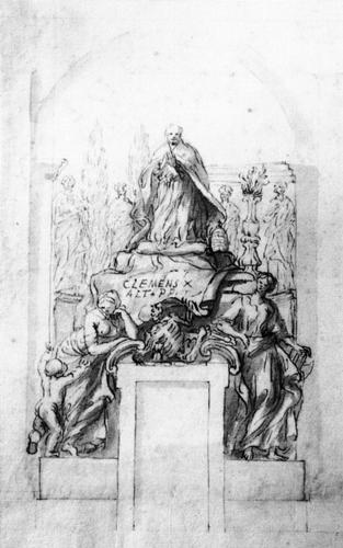 Clemens X., Entwurfszeichnung Grabmal (Giuseppe Mazzuoli)