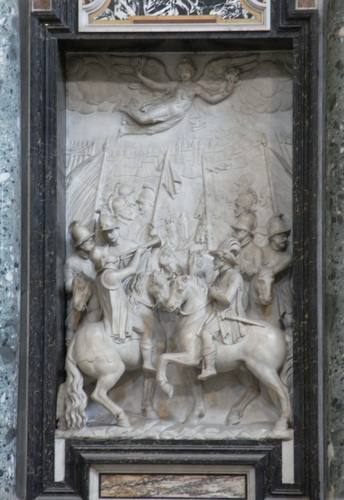 Clemens VIII., Grabmal S. Maria Maggiore, Relief links unten