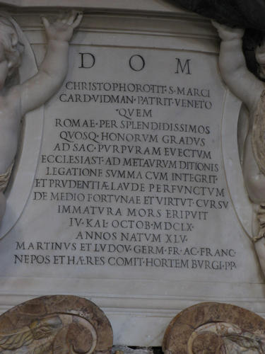 Cristofero Vidman, Grabmal S. Marco, Inschrift