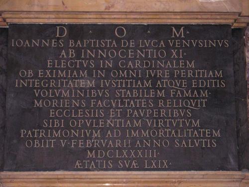 Giovanni Battista de Luca, Grabmal Spirito Santo dei Napoletani, Inschrift