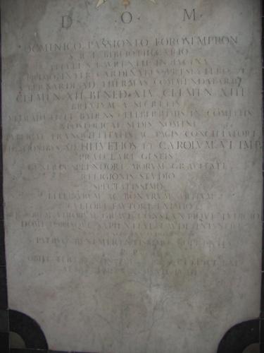 Domenico Passionei, Grabmal S. Bernardo alle Terme, Inschrift