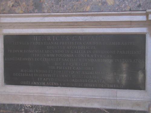 Enrico Caetani, Grabmal S. Pudenziana, Inschrift
