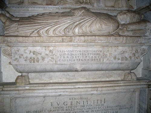 Eugen IV., Grabmal S. Salvatore in Lauro, Sarkophag und Liegefigur