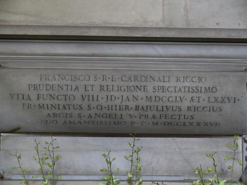 Francesco Ricci, Grabmal S. Pietro in Montorio, Inschrift