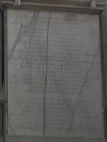 Giulio Antonio Santori, Grabmal S. Giovanni in Laterano, Inschrift