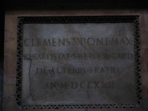 Giambattista Altieri, Grabmal S. Maria sopra Minerva, Inschrift