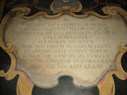 Giovanni Battista Tolomei, Grabmal S. Ignazio, Inschrift
