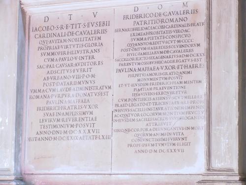 Giacomo Cavalieri, Grabmal S. Maria in Aracoeli, Inschrift