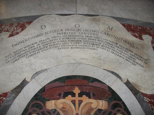 Giacomo Franzoni, Grabmal S. Maria in Vallicella, Inschrift