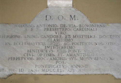 Gianantonio da Via (Davia), Grabmal S. Lorenzo in Lucina, Inschrift