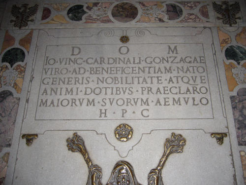 Giovanni Vincenzo Gonzaga, Grabmal S. Alessio, Inschrift