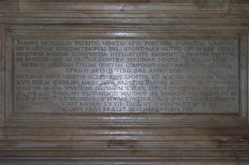 Giovanni Michiel, Grabmal S. Marcello al Corso, Inschrift