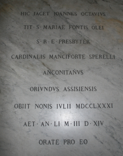 Giovanni Ottavio Sperelli, S. Maria in Trastevere, Bodenplatte