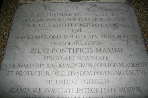 Giovanni Tommaso Boradors, Grabmal S. Sisto Vecchio, Inschrift, erster Teil