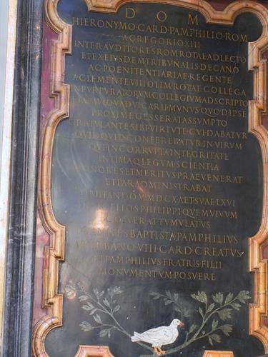Girolamo Pamphili, Grabmal S. Maria in Vallicella, Inschrift