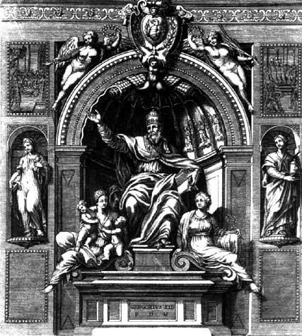 Gregor XIII., Stich Grabmal, ursprüngliche Gestalt