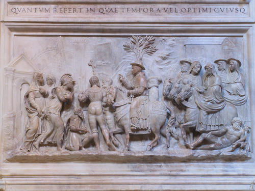 Hadrian VI., Grabmal S. Maria dell'Anima, Reliefplatte