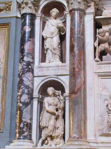 Hadrian VI., Grabmal S. Maria dell'Anima, Temperantia und Fortitudo