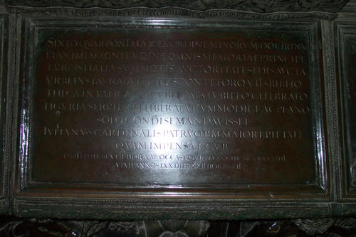 Sixtus IV., Grabmal S. Pietro in Vaticano, Inschrift