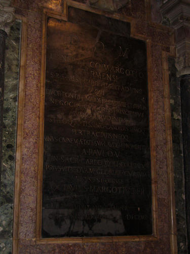 Lanfranco Margotti, Grabmal S. Pietro in Vincoli, Inschrift