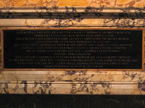 Lorenzo Cibo, Grabmal S. Maria del Popolo, Inschrift