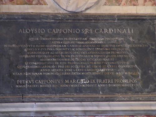 Luigi Capponi, Grabmal S. Lorenzo in Lucina, Inschrift