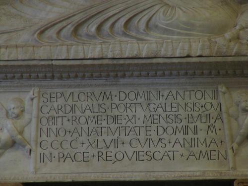 Antonio Martinez de Chiavez, Grabmal S. Giovanni in Laterano, heutiger Zustand, Inschrift