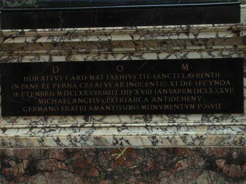Orazio Mattei, Grabmal S. Francesco a Ripa, Inschrift