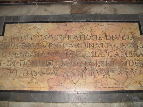 Paluzzo Altieri degli Albertoni, Grabmal S. Maria in Campitelli, Inschrift