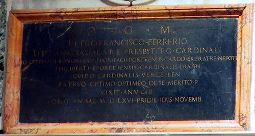 Pietro Francesco Ferreri, Grabmal S. Maria Maggiore, Inschrift