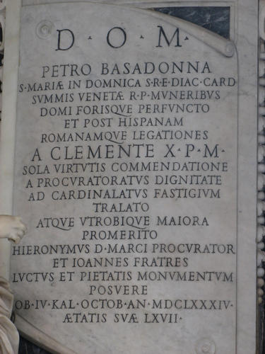Pietro Basadonna, S. Marco, Grabmal, Inschrift