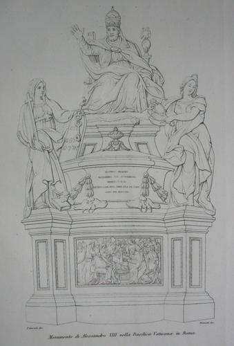 Alexander VIII., Grabmal, S. Pietro in Vaticano, Gesamtansicht, Abbildung aus Litta, Famiglie celebri italiane