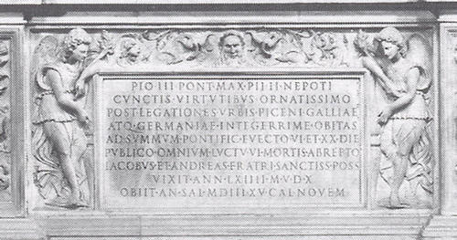 Pius III., Grabmal S. Andrea della Valle, Inschrift
