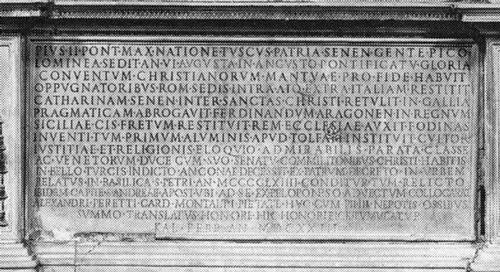Pius II., Grabmal S. Andrea della Valle, Inschrift