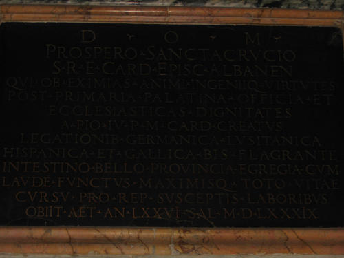 Prospero Santacroce, Grabmal S. Maria Maggiore, Inschrift